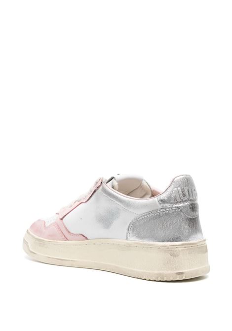 Super Vintage Medalist Low Sneakers In White, Silver and Pink Leather  AUTRY | AVLWSV35