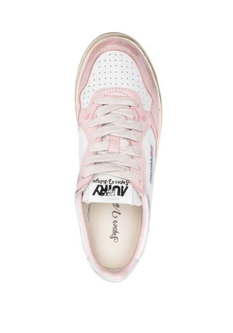 Sneakers Medalist Low Super Vintage In Pelle Bianco, Argento e Rosa AUTRY | AVLWSV35
