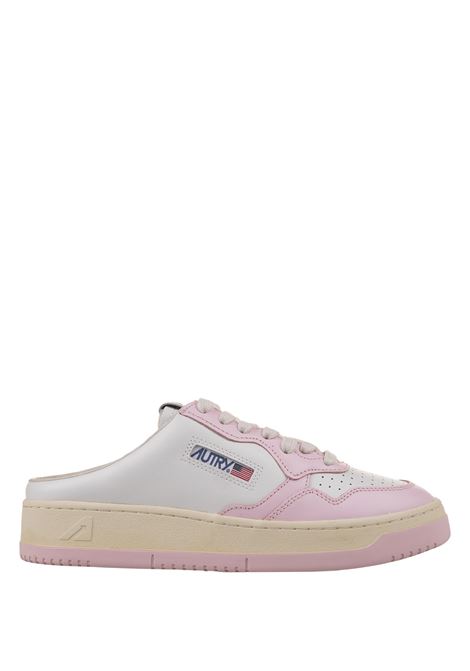 White And Pink Medalist Mule Sneakers AUTRY | MULWWB37