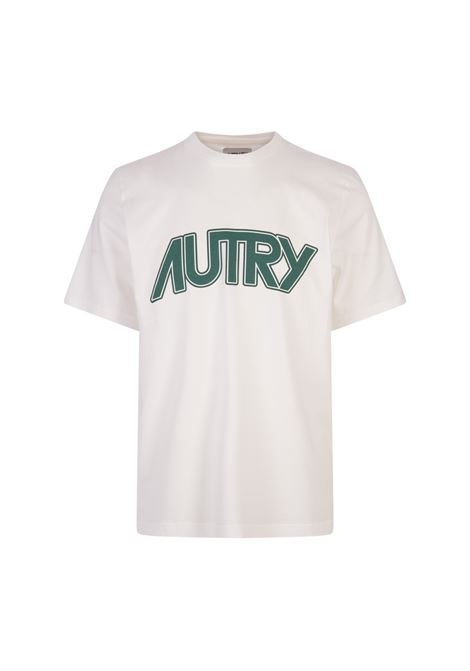 White T-Shirt With Green Logo AUTRY | TSPM504W