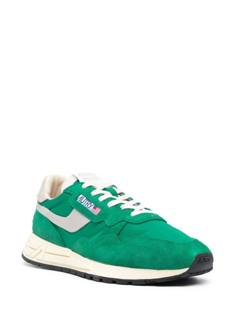 Reelwind Low Sneakers In Green Nylon and Suede AUTRY | WWLMNC03