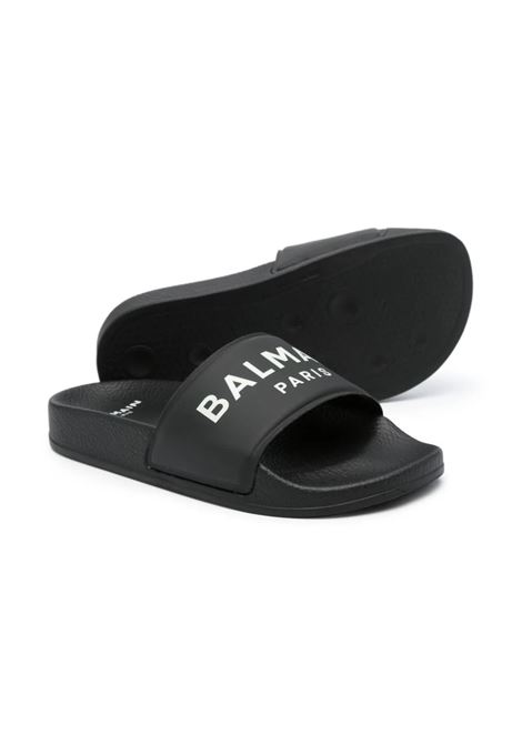 Black Slippers With Logo BALMAIN KIDS | BU0R66-Z1451930NE