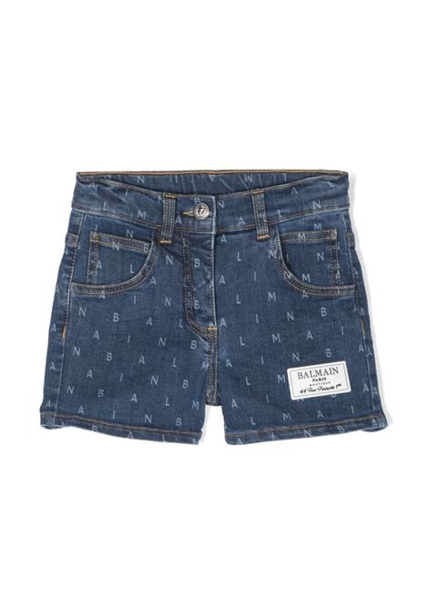 Denim Shorts with All-Over Logo BALMAIN KIDS | BU6D39-Z2171615
