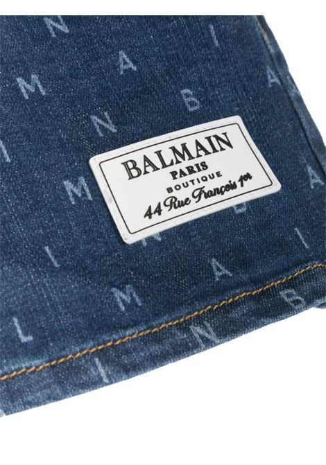 Shorts In Denim Con Logo All-Over BALMAIN KIDS | BU6D39-Z2171615
