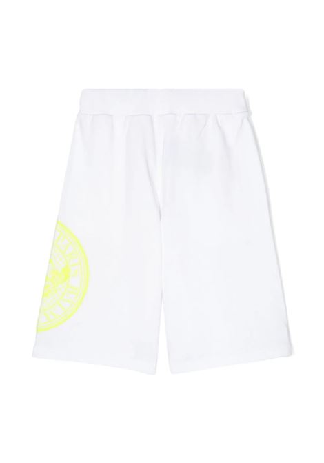 White Sports Bermuda Shorts With Rubberized Logo BALMAIN KIDS | BU6S39-Z1753100GL