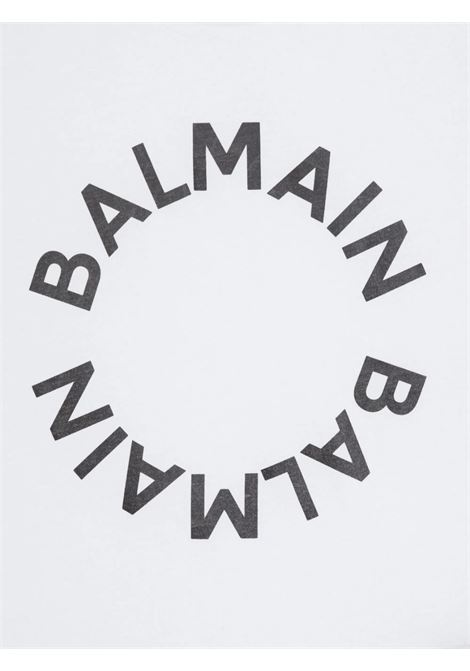 T-Shirt Bianca Con Logo Circolare BALMAIN KIDS | BU8R31-Z0082100NE