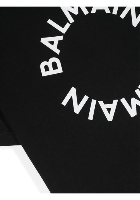 T-Shirt Nera Con Logo Circolare BALMAIN KIDS | BU8R31-Z0082930BC