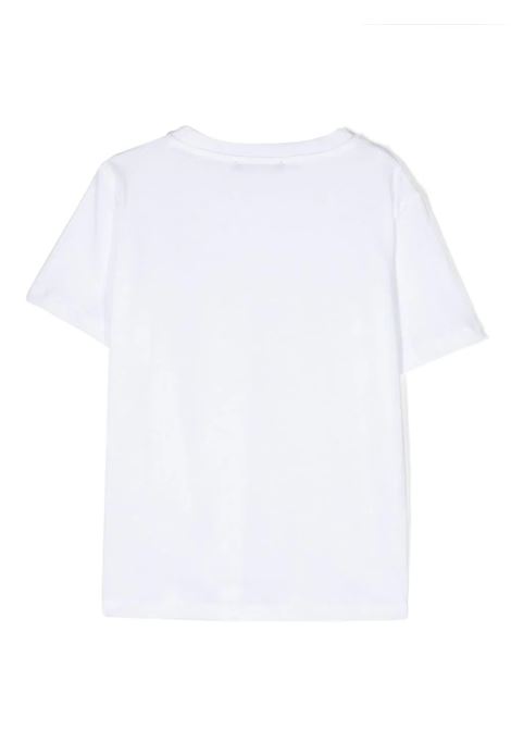 White T-Shirt With Light Green Logo On Chest BALMAIN KIDS | BU8R91-Z1751100VE