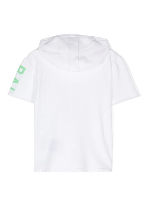 White Short-Sleeved Hoodie With Side Logo BALMAIN KIDS | BU9P51-X0107100VE