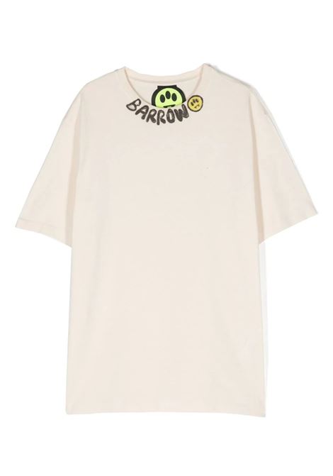 Beige T-Shirt With Graffiti Logo On Crew Neck BARROW KIDS | S4BKJUTH028013