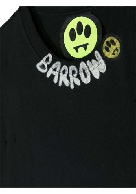Black T-Shirt With Graffiti Logo On Crew Neck BARROW KIDS | S4BKJUTH028110