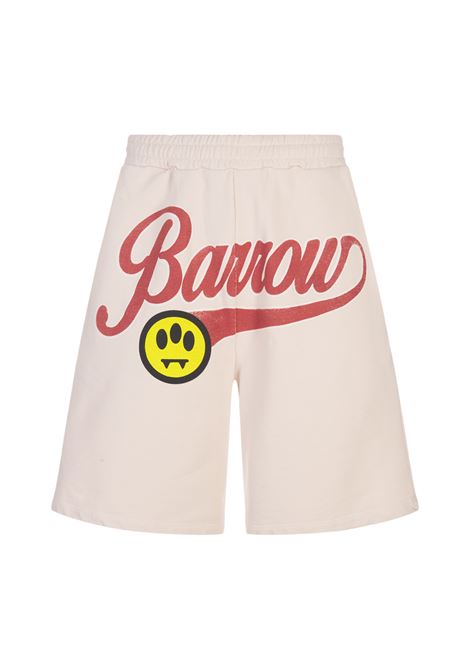 Taupe Bermuda Shorts With Lettering Prints. BARROW | S4BWUABE054BW009