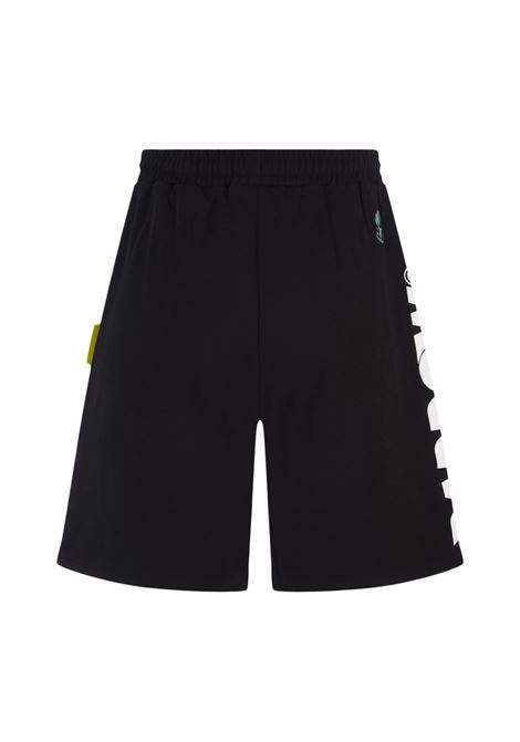 Black Bermuda Shorts With Contrast Lettering Logo BARROW | S4BWUABE139110