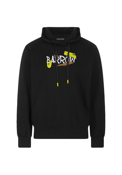 Black Hoodie With Lettering and Graphic Print BARROW | S4BWUAHS051110