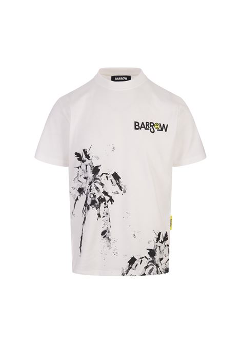 White T-Shirt With 3D Palm Tree Print BARROW | S4BWUATH034002
