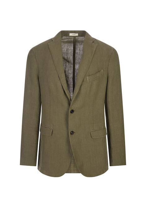 Military Green Linen Regular Fit Blazer BOGLIOLI | N1202Q-SA04260465