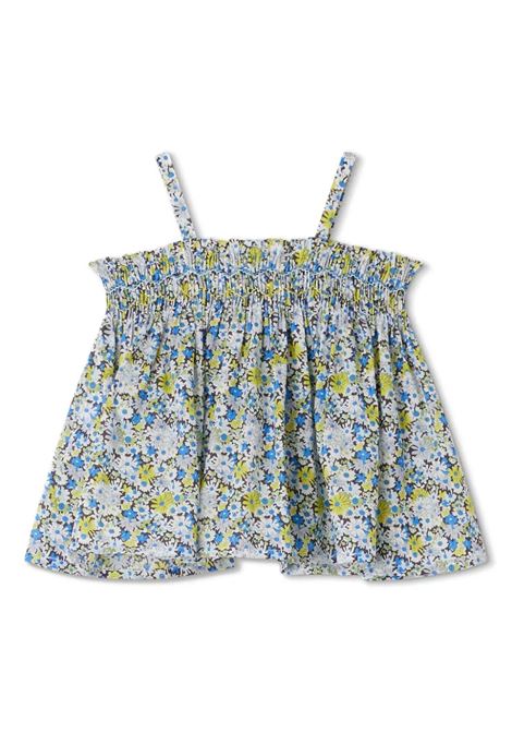 Abricot Smocked Blouse In Blue Flowers BONPOINT | S04XBLW00015515