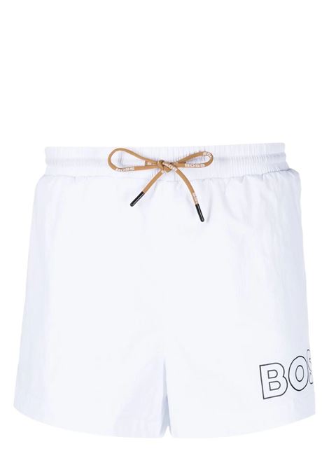 White Quick-Drying Beach Boxers With Profiled Logo BOSS | 50469280100