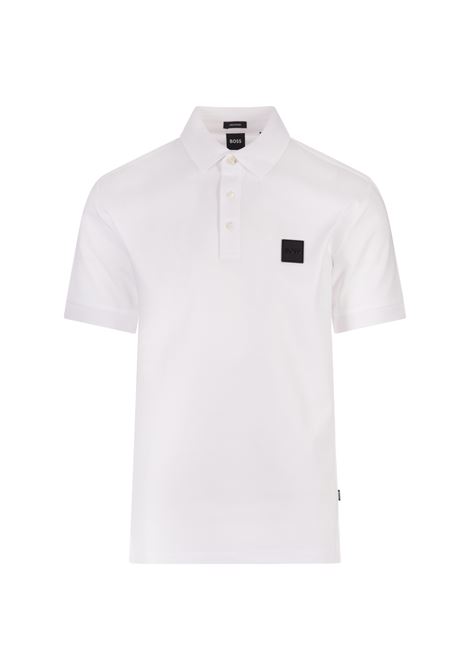 Polo In Jersey Di Cotone Bianco Con Targhetta Logo BOSS | 50486953100