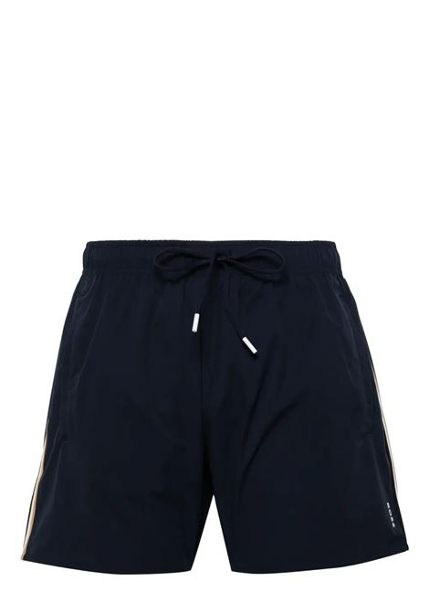 Black Beach Boxers With Typical Brand Stripes and Logo BOSS | 50491594413