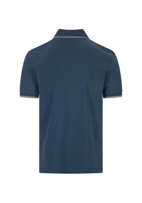 Avio Blue Slim Fit Polo Shirt With Striped Collar BOSS | 50494697467