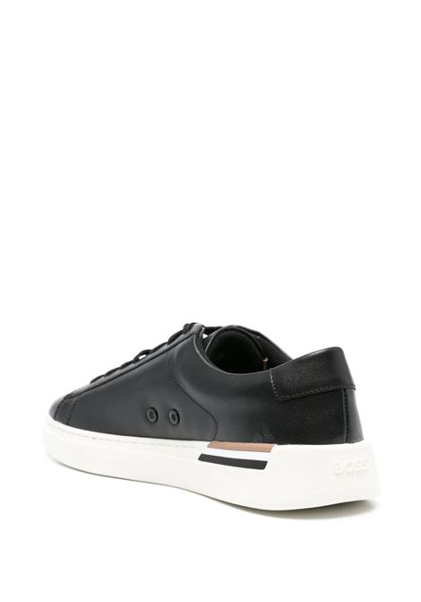 Black Leather Sneakers With Preformed Sole, Logo and Typical Brand Stripes BOSS | 50502885001