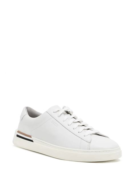White Leather Sneakers With Preformed Sole, Logo and Typical Brand Stripes BOSS | 50502885100