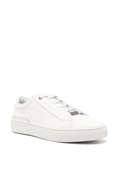 White Grained Leather Sneakers With Logo Tag On Laces BOSS | 50504331112