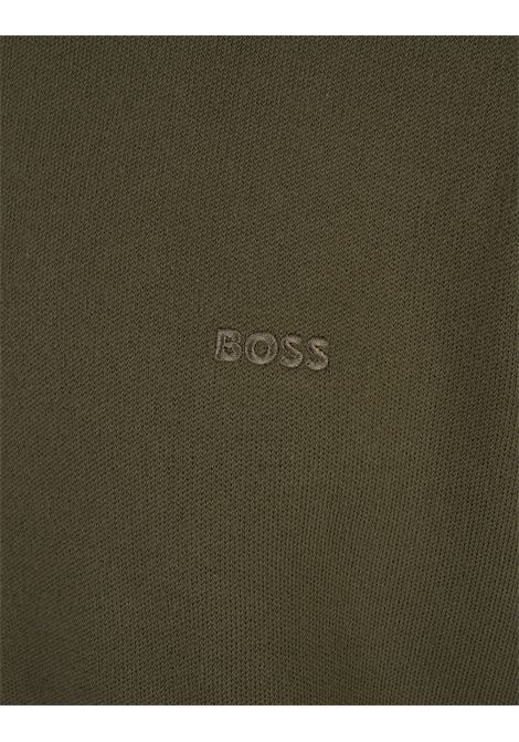Military Green Knitted Cardigan with Zip BOSS | 50505998258