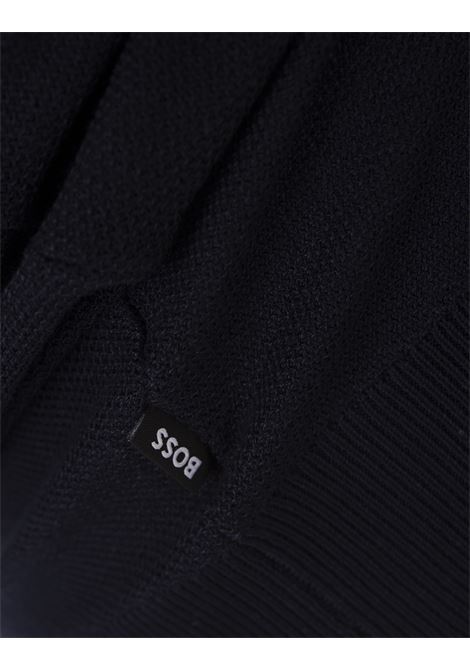 Dark Blue Polo Style Sweater With Open Collar BOSS | 50511775404