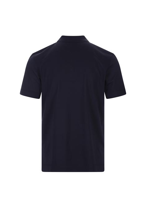 Dark Blue Silk and Cotton Polo Shirt BOSS | 50512130484