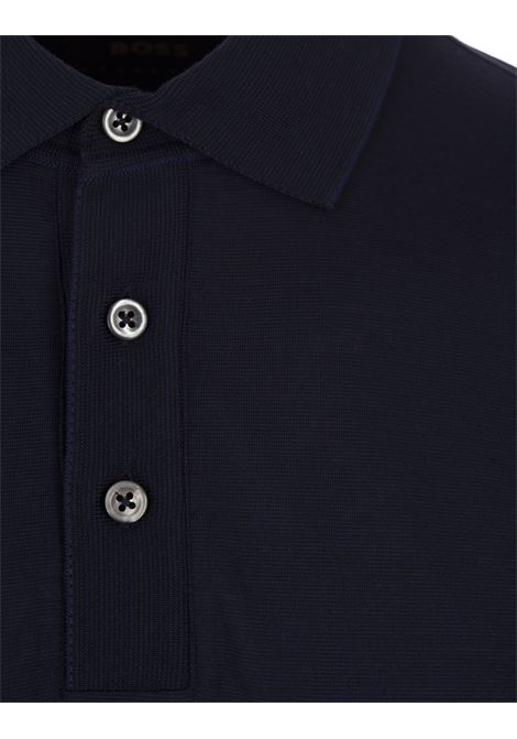 Dark Blue Silk and Cotton Polo Shirt BOSS | 50512130484