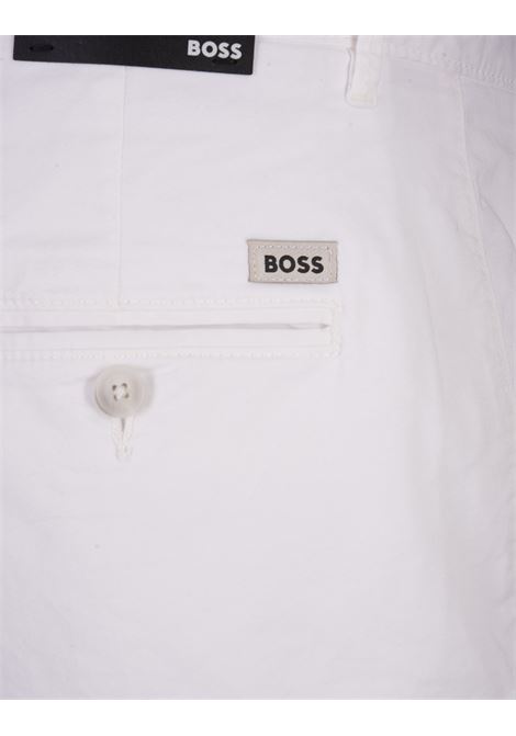 White Stretch Cotton Twill Bermuda Shorts BOSS | 50512524100