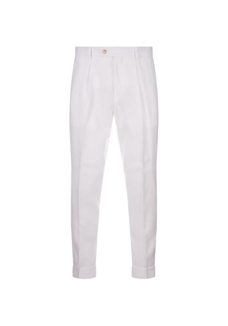 Relaxed Fit Trousers In White Wrinkle Resistant Linen BOSS | 50514383100