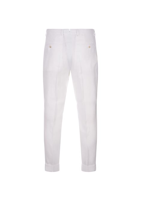 Relaxed Fit Trousers In White Wrinkle Resistant Linen BOSS | 50514383100