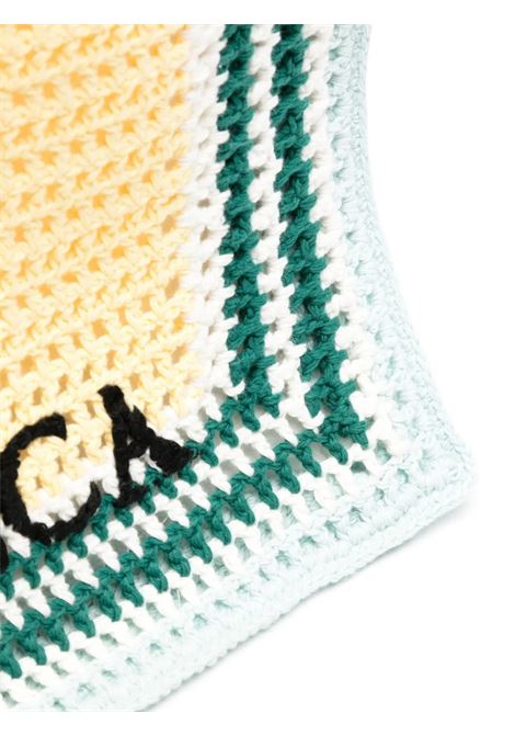 Crocheted Tennis Tote Bag in Green, Yellow and White CASABLANCA | APS24-BAG-08101