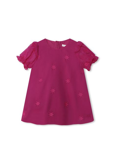 Magenta Silk Dress With All-Over Embroidery Chloé Kids | C2000949L