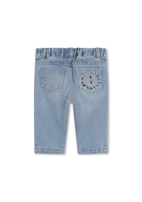 Light Blue Jeans With Studs and Embroidery Chloé Kids | C20016Z04