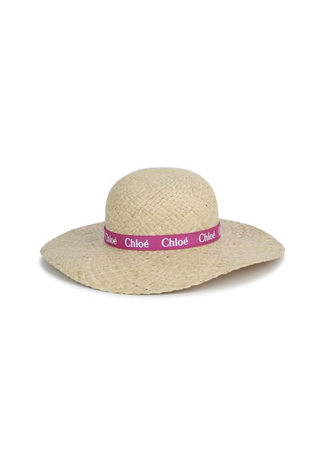 Natural Raffia Hat With Logo Ribbon Chloé Kids | C20050S01