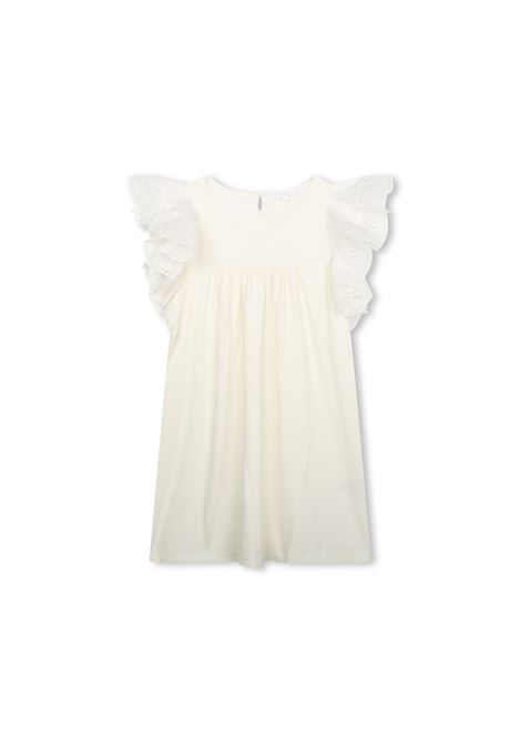 White Dress With Embroidered Ruffles Chloé Kids | C20056117