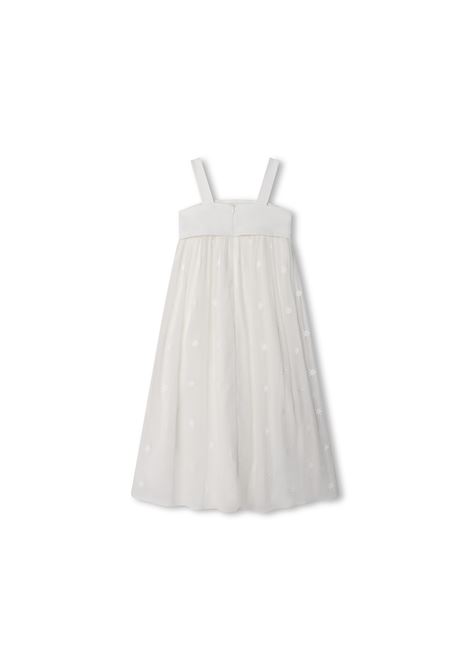 White Silk Dress With Stars Embroidery Chloé Kids | C20068117