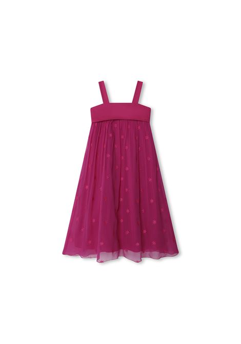 Fuchsia Silk Dress With Stars Embroidery Chloé Kids | C2006849L