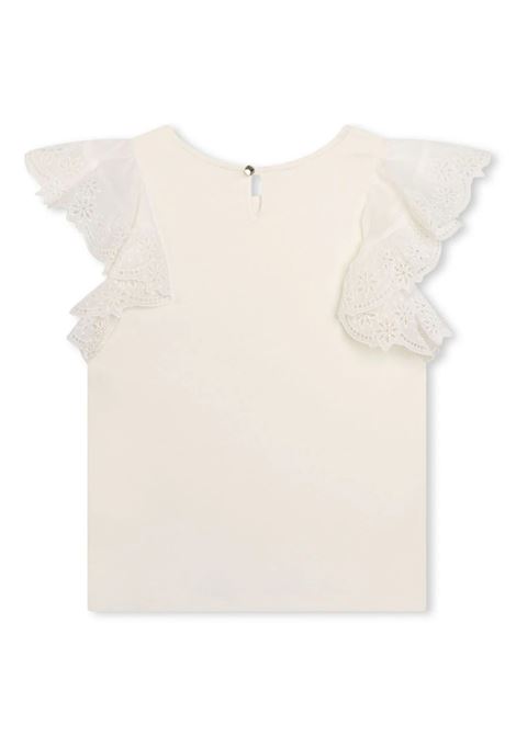 White Top With Embroidered Ruffles Chloé Kids | C20102117