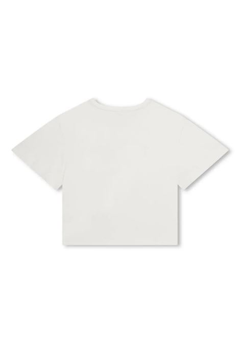 White T-Shirt With Cut-Out Embroidery Logo  Chloé Kids | C20109117