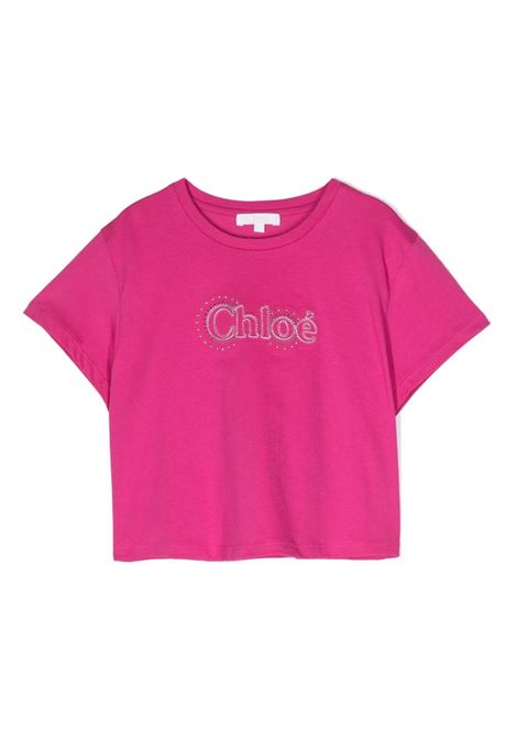 T-Shirt Fucsia Con Logo Chloé Kids | C2011449L