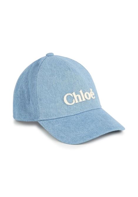 Denim Baseball Hat With Embroidered Logo Chloé Kids | C20183Z10