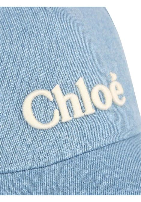 Denim Baseball Hat With Embroidered Logo Chloé Kids | C20183Z10