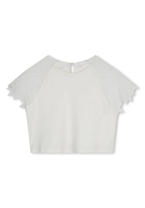 White Top With Guipure Lace Chloé Kids | C20189117
