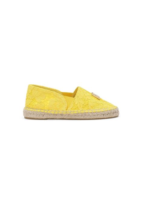 Yellow Satin and Lace Espadrilles DOLCE & GABBANA KIDS | D00230-AB01180210