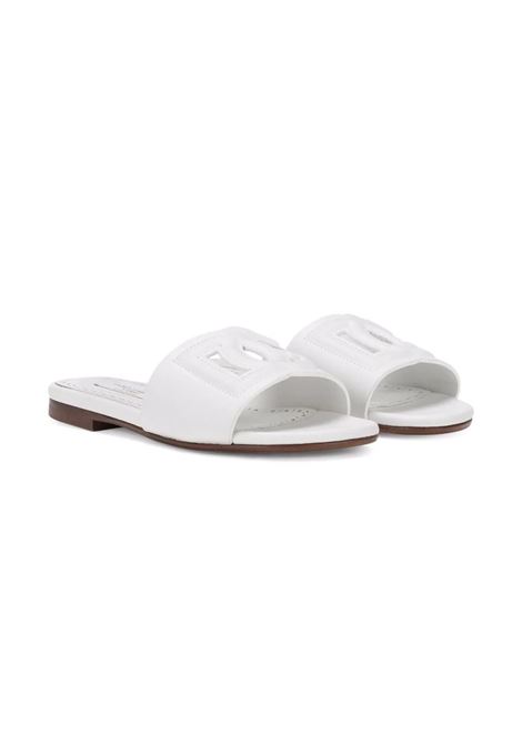 White Leather Slide With DG Logo DOLCE & GABBANA KIDS | D11032-A173580001